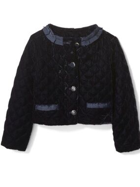 Janie & Jack Navy Velvet Quilted Jacket 7/8